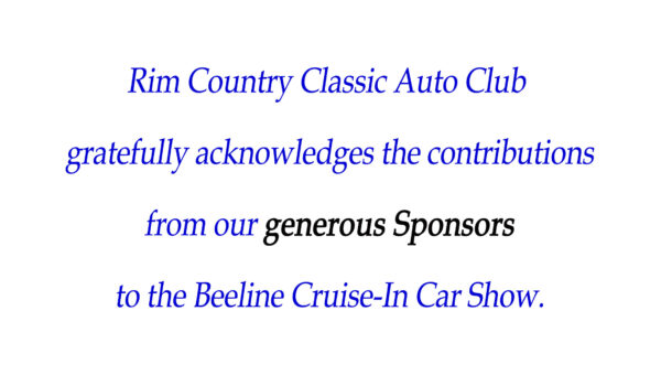Beeline Cruise-In Car Show Sponsor Thanks