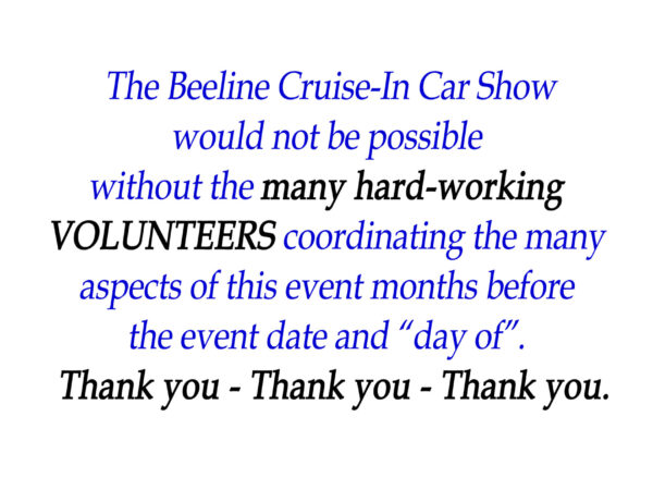 Rim Country Classic Auto CLub Volunteer Thank You